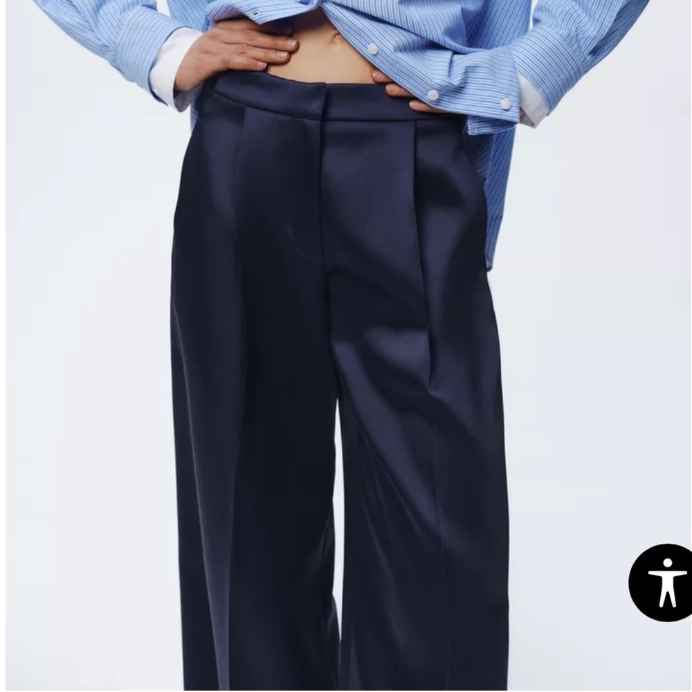 NWT Zara Satin Effect Wide Leg Pants - Picture 2 of 5